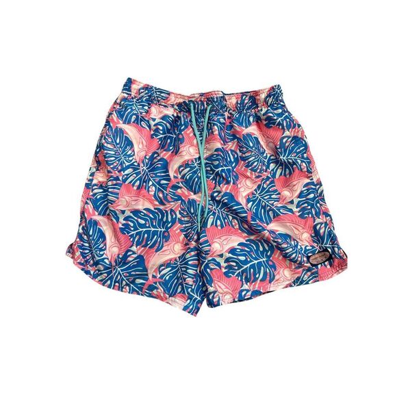 Men's Vineyard Vines Swim Trunks Pink Blue Palm Fronds Size Medium - Picture 1 of 4